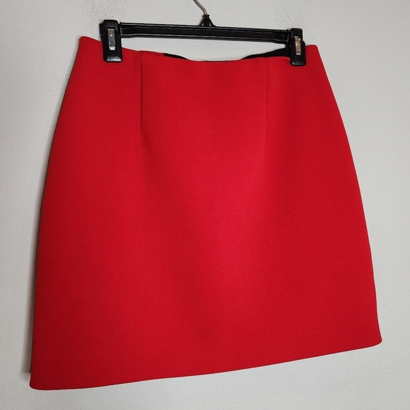 Maje Snap Asymmetrical Button Red Justine Mini Skirt Size 40 Size 8 - Picture 6 of 16